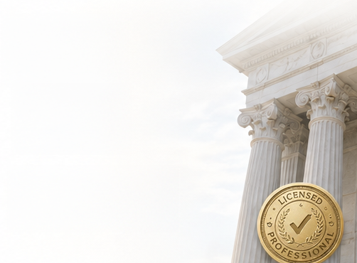 Classical columns representing licensed practice